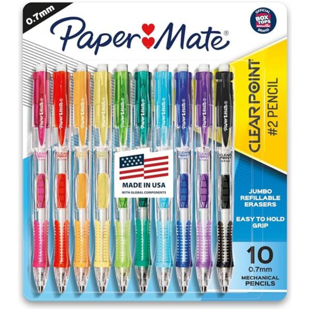 Paper Mate Clearpoint Mechanical Pencils, 0.7mm HB #2 Pencilโ Lead, 2 Pencils,